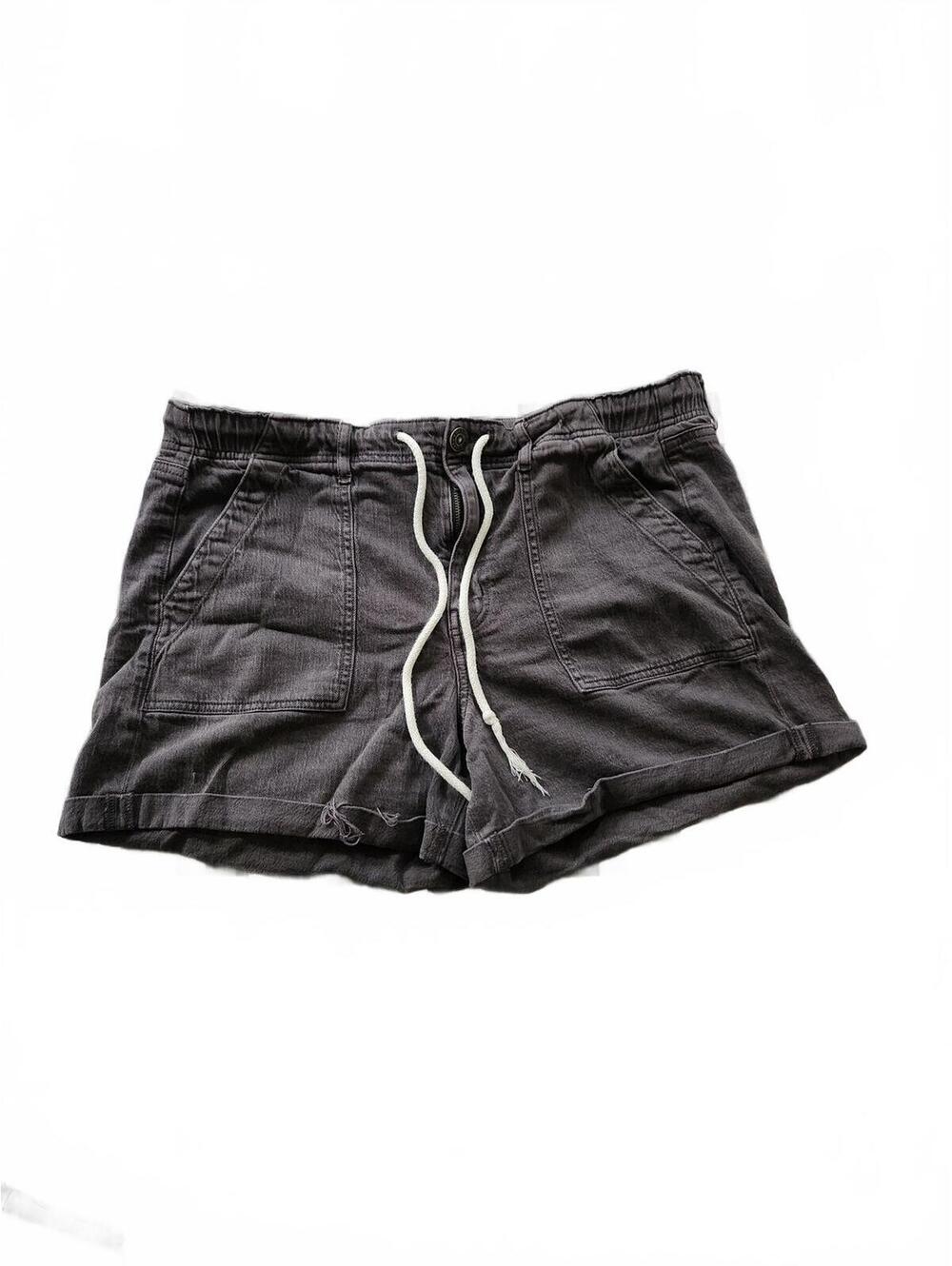 American Eagle washed black cuffed drawstring tomgirl short